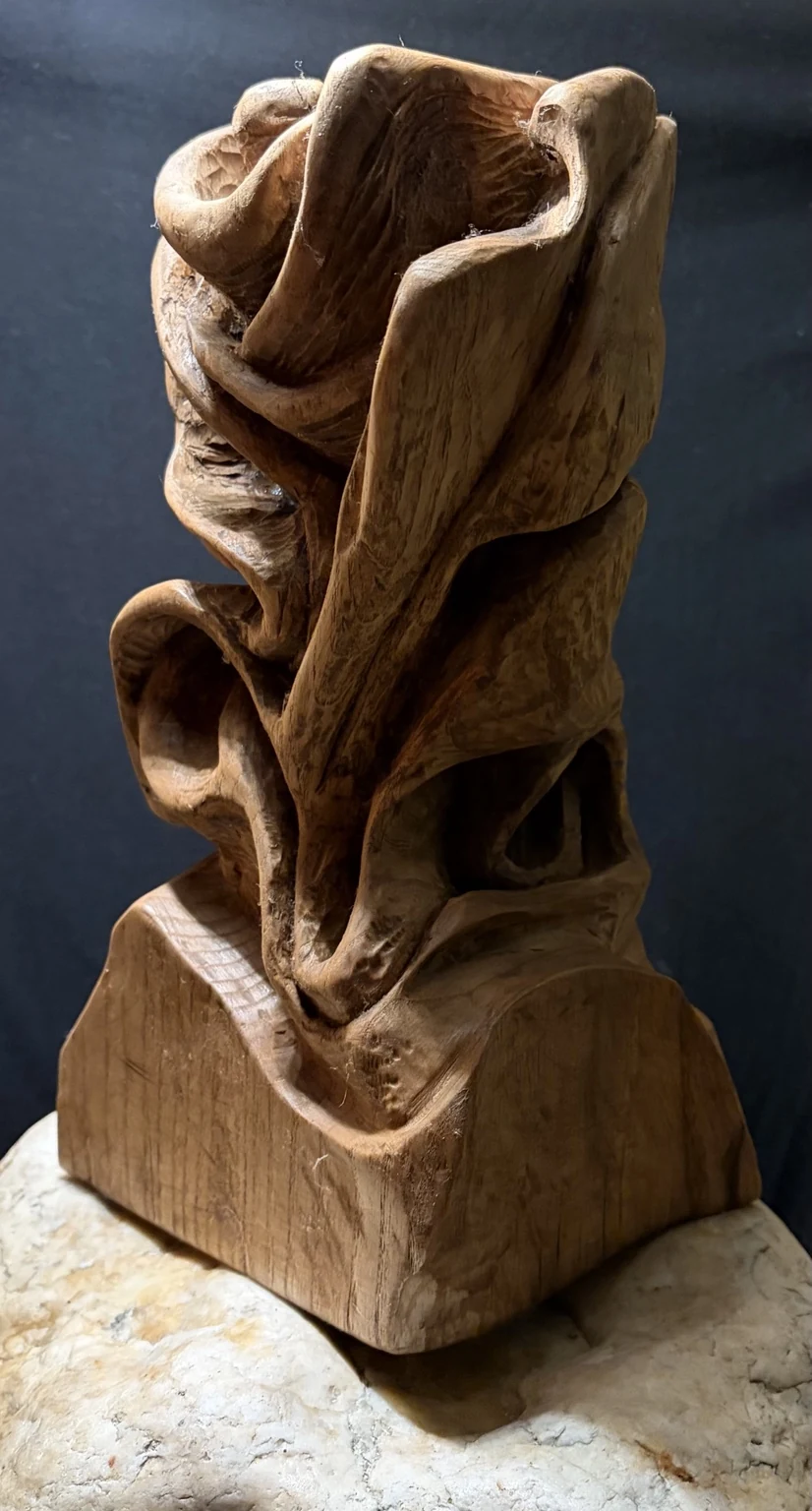 MacWhirr, view of the carved folds from behind.